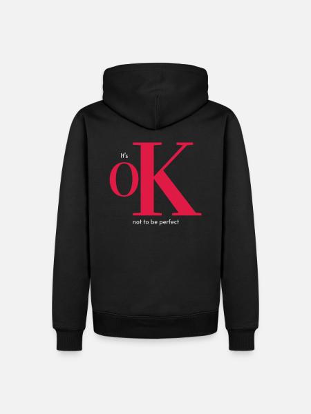 OK not to be perfect_Klein - Männer Premium Bio Hoodie - Schwarz