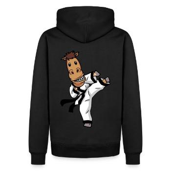 Cheval Sauvage Arts Martiaux Karaté Cheval Cheval Fou Judo - Sweat à capuche Premium bio Homme - noir - Dos - Nico (187cm)