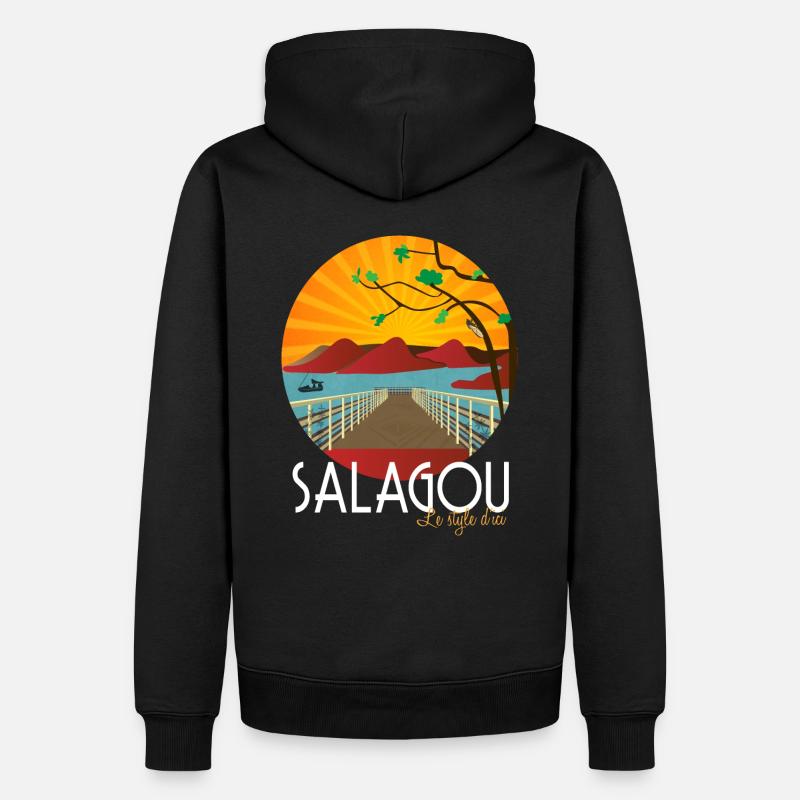 Terragrafika - Lac du Salagou - textile et goodies - Sweat à capuche Premium bio Homme - noir
