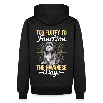 Too fluffy to function the Havanese way - Men’s Premium Organic Hoodie - black - Back - Nico (187cm)