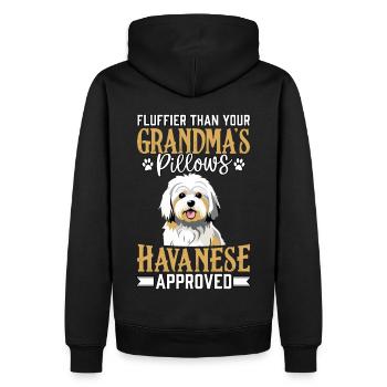 Fluffier than your Grandma's Pillows Havanese - Men’s Premium Organic Hoodie - black - Back - Nico (187cm)