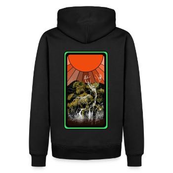 Wildnis Waldtier Hirsch Elch Natur Sonne Rotwild - Männer Premium Bio Hoodie - Schwarz - Hinten - Nico (187cm)