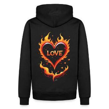 Love valentin coeur feu - Sweat à capuche Premium bio Homme - noir - Dos - Nico (187cm)