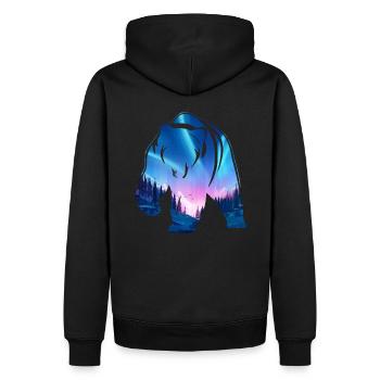 Baer Wildnis Nacht Polarlichter - Männer Premium Bio Hoodie - Schwarz - Hinten - Nico (187cm)