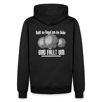 Boule...rollt ne kugel um die Ecke und fällt um - Männer Premium Bio Hoodie - Schwarz - Hinten - Nico (187cm)
