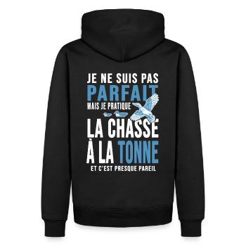Chasseur chasse à la tonne cadeau cool chasse - Sweat à capuche Premium bio Homme - noir - Dos - Nico (187cm)