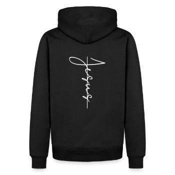 Jésus Écriture Dieu Foi Confirmation Amour Croix - Sweat à capuche Premium bio Homme - noir - Dos - Nico (187cm)