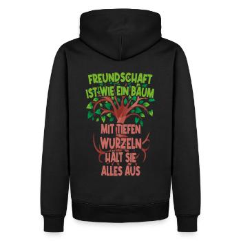 Freundschaft ist wie ein Baum mit tiefen Wurzeln - Männer Premium Bio Hoodie - Schwarz - Hinten - Nico (187cm)
