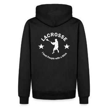 Lacrosse beat people with a Stick - Men’s Premium Organic Hoodie - black - Back - Nico (187cm)