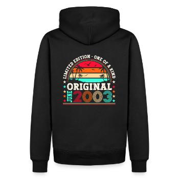 Original Juni 2003 19. Geburtstag Geschenk Herren - Männer Premium Bio Hoodie - Schwarz - Hinten - Nico (187cm)