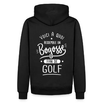 golfeur Bogosse joueur de golf fan de golf - Sweat à capuche Premium bio Homme - noir - Dos - Nico (187cm)