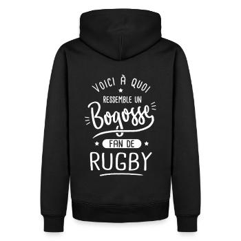 rugby Bogosse joueur de rugby fan de rugby - Sweat à capuche Premium bio Homme - noir - Dos - Nico (187cm)