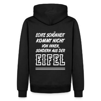 Echte Schönheit kommt nicht von innen aus Eifel - Männer Premium Bio Hoodie - Schwarz - Hinten - Nico (187cm)