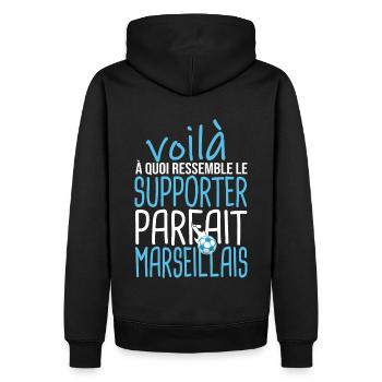 supporter Marseillais cadeau football marseille - Sweat à capuche Premium bio Homme - noir - Dos - Nico (187cm)