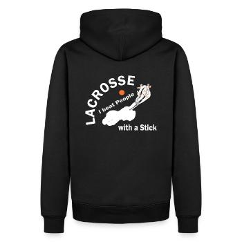 Lacrosse je bats les gens avec un bâton - Sweat à capuche Premium bio Homme - noir - Dos - Nico (187cm)