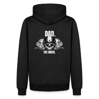Dad the Biker - Männer Premium Bio Hoodie - Schwarz - Hinten - Nico (187cm)