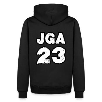 JGA 2023 23 - Männer Premium Bio Hoodie - Schwarz - Hinten - Nico (187cm)