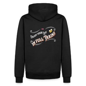 Genieße dein Leben in vollen Zügen - denglish - Männer Premium Bio Hoodie - Schwarz - Hinten - Nico (187cm)