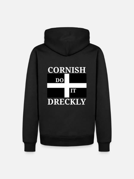 Cornish Dreckly - White - Men’s Premium Organic Hoodie - black