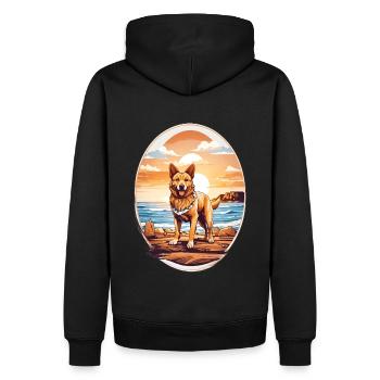 Chien sur la plage - Sweat à capuche Premium bio Homme - noir - Dos - Nico (187cm)