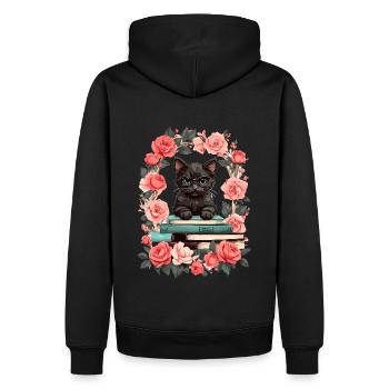Chat noir avec lunettes de lecture - Sweat à capuche Premium bio Homme - noir - Dos - Nico (187cm)