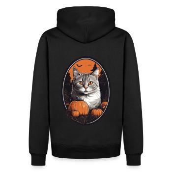 Halloween Katze - Männer Premium Bio Hoodie - Schwarz - Hinten - Nico (187cm)