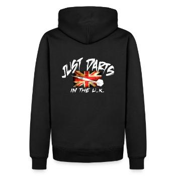 Just Darts in th UK - Men’s Premium Organic Hoodie - black - Back - Nico (187cm)