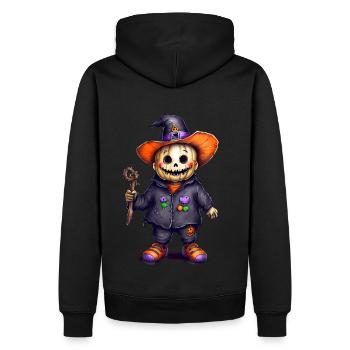 Kürbis Halloween Monster Vogelscheuche Hexenhut - Männer Premium Bio Hoodie - Schwarz - Hinten - Nico (187cm)