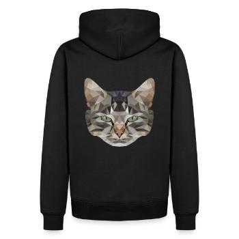 Katze | Polygon Kater Kopf | Katzenkopf | Kätzchen - Männer Premium Bio Hoodie - Schwarz - Hinten - Nico (187cm)