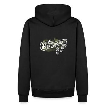 Der Berg ruft... - Männer Premium Bio Hoodie - Schwarz - Hinten - Nico (187cm)