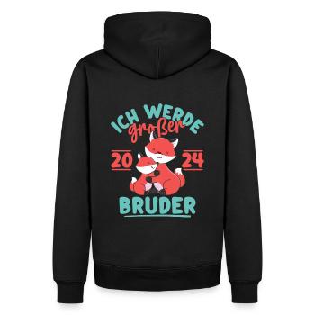 Großer Bruder 2024 Junge Geschwister Geburt - Männer Premium Bio Hoodie - Schwarz - Hinten - Nico (187cm)