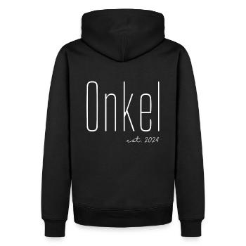 Onkel 2024 - Männer Premium Bio Hoodie - Schwarz - Hinten - Nico (187cm)