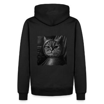 Katzenkrieger - Brave Cat Warrior - Shadow - Männer Premium Bio Hoodie - Schwarz - Hinten - Nico (187cm)