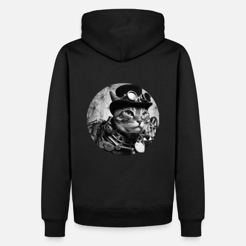 Cat Felice - Steampunk Katze - Männer Premium Bio Hoodie - Schwarz