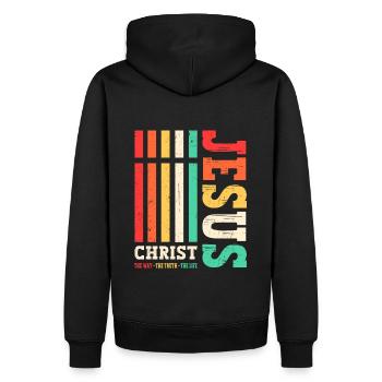 Jésus-Christ Chemise Verset de la Bible Je suis le chemin - Sweat à capuche Premium bio Homme - noir - Dos - Nico (187cm)