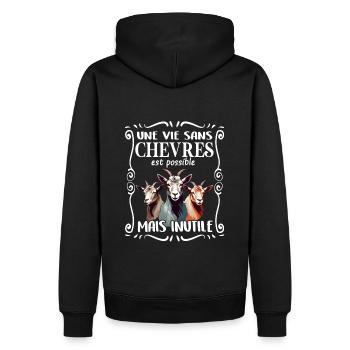 La vie sans chèvres est possible mais inutile - Sweat à capuche Premium bio Homme - noir - Dos - Nico (187cm)