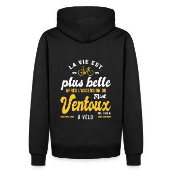Vélo Mont Ventoux sport Humour velo cycliste - Sweat à capuche Premium bio Homme - noir - Dos - Nico (187cm)
