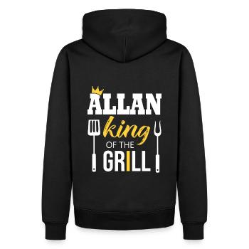 Allan, der König des Grills - Männer Premium Bio Hoodie - Schwarz - Hinten - Nico (187cm)