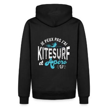 je peux pas jai kitesurf et apéro Humour kite surf - Sweat à capuche Premium bio Homme - noir - Dos - Nico (187cm)