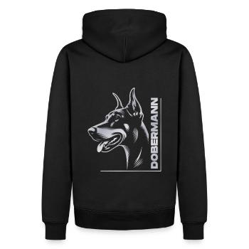 Doberman Pinscher, Dog Head, Silver Drawing - Men’s Premium Organic Hoodie - black - Back - Nico (187cm)