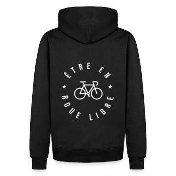 Vélo cycliste être en roue libre cadeau velo - Sweat à capuche Premium bio Homme - noir - Dos - Nico (187cm)