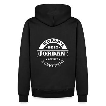 Jordan world s best personnalisé prénom jordan - Sweat à capuche Premium bio Homme - noir - Dos - Nico (187cm)