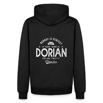Dorian Geschenk personalisiertes Hemd Vorname Dorian - Männer Premium Bio Hoodie - Schwarz - Hinten - Nico (187cm)