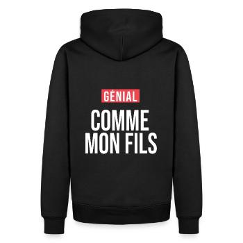 Génial comme mon fils humour drôle papa fête - Sweat à capuche Premium bio Homme - noir - Dos - Nico (187cm)