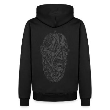 "Egg" (grau) - Männer Premium Bio Hoodie - Schwarz - Hinten - Nico (187cm)