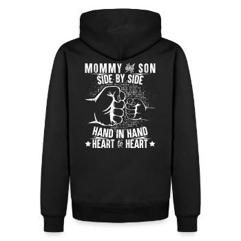 Maman et fils cœur à cœur - Sweat à capuche Premium bio Homme - noir - Dos - Nico (187cm)