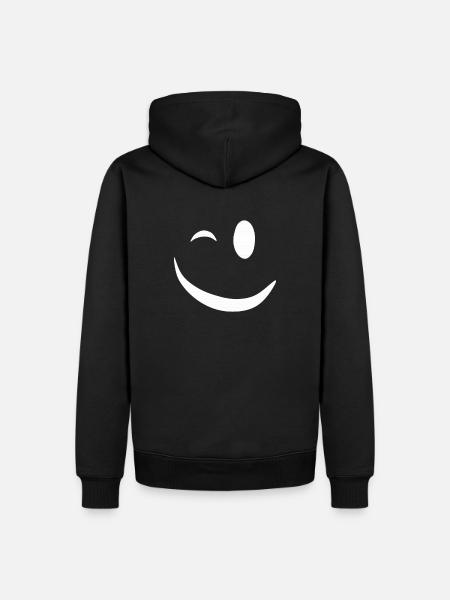 Sourire visage clin d'oeil - Sweat à capuche Premium bio Homme - noir