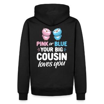 Rose ou bleu votre grand cousin vous aime - hiboux - Sweat à capuche Premium bio Homme - noir - Dos - Nico (187cm)