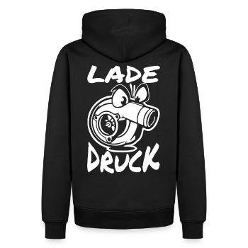 Lade Druck Turbo - Männer Premium Bio Hoodie - Schwarz - Hinten - Nico (187cm)