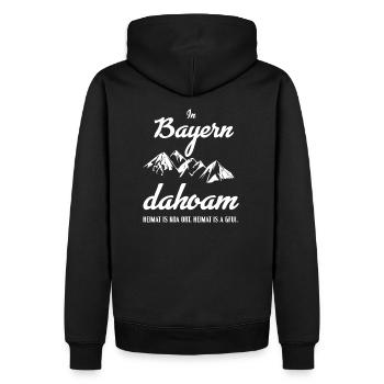 In Bayern dahoam. Bayrisch Heimat Berge Wandern - Männer Premium Bio Hoodie - Schwarz - Hinten - Nico (187cm)